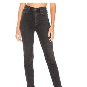 AGOLDE NICO  High Rise Cropped Jeans Slim Raw Hem Color Virtue Size 25